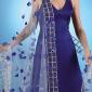 Tulle shawl with blue-dyed rose petals