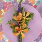 Orange and purple corsage