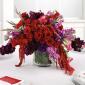 Red and purple reception centerpiece