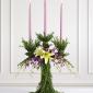 Greenery candelabra altar arrangement