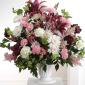 Pink garden urn arrangement