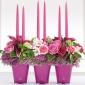 Pink altar arrangement on vases