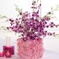 Orchid and rose petal altar arrangement