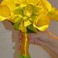 Yellow calla lily and orchid bouquet